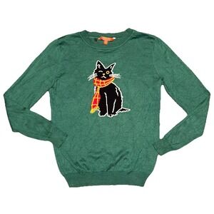 Modcloth Green Cat Knit‎ Sweater Top Size Small Cat Themed Clothing Green